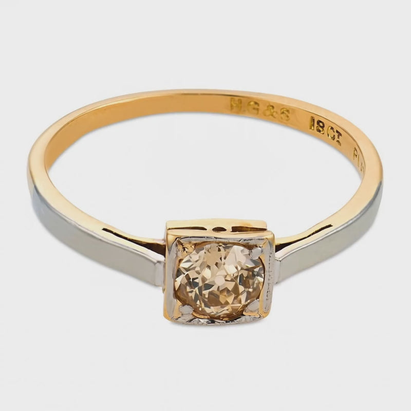 H.G. & S Edwardian English 18k/Platinum Diamond Engagement Ring .40ct