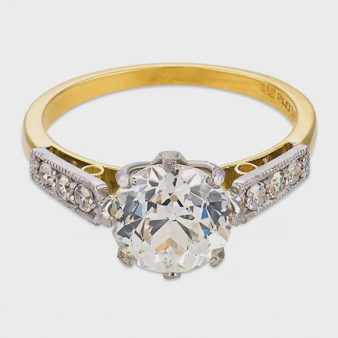 Load video: Estate 14k/Platinum GIA Diamond Engagement Ring 1.98ct