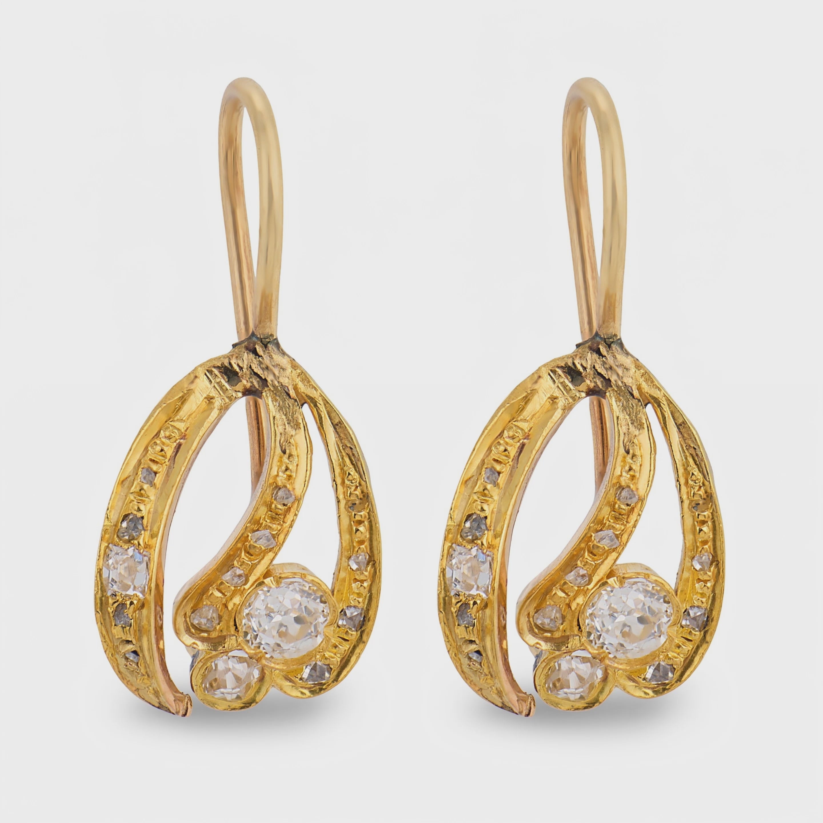 Edwardian 14k Diamond Knot-Motif Earrings