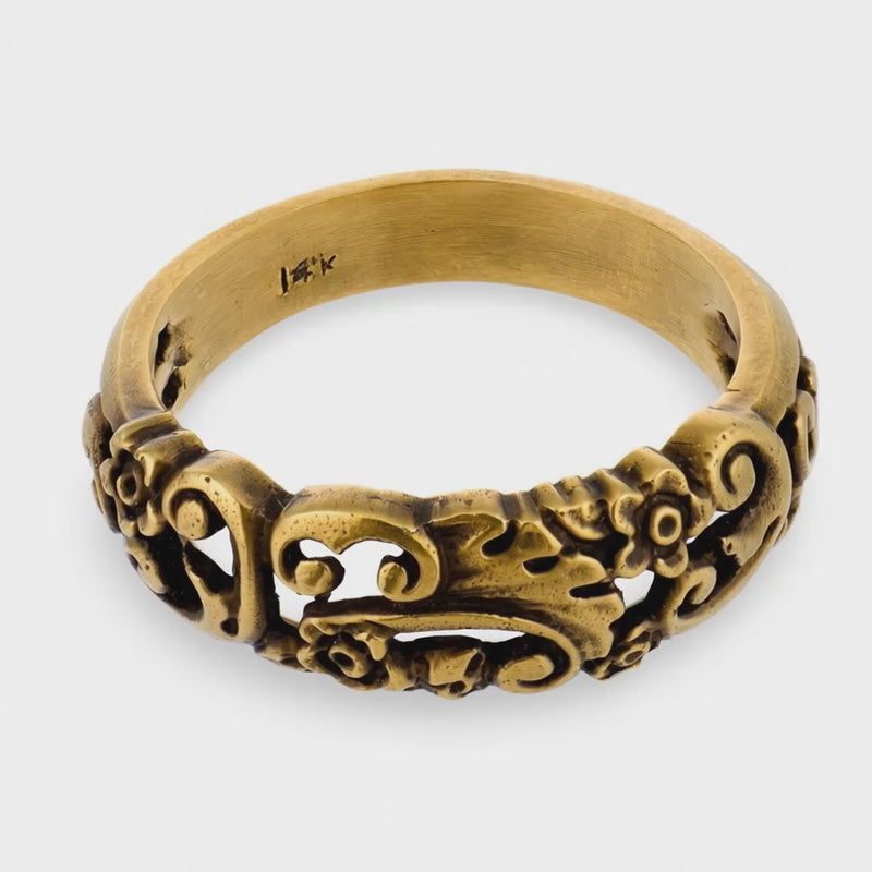Art Nouveau 14k Foliage/Scrolling/Foliage-Motif Band