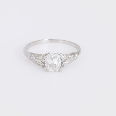 Art Deco Platinum GIA Diamond Engagement Ring 1.03ct
