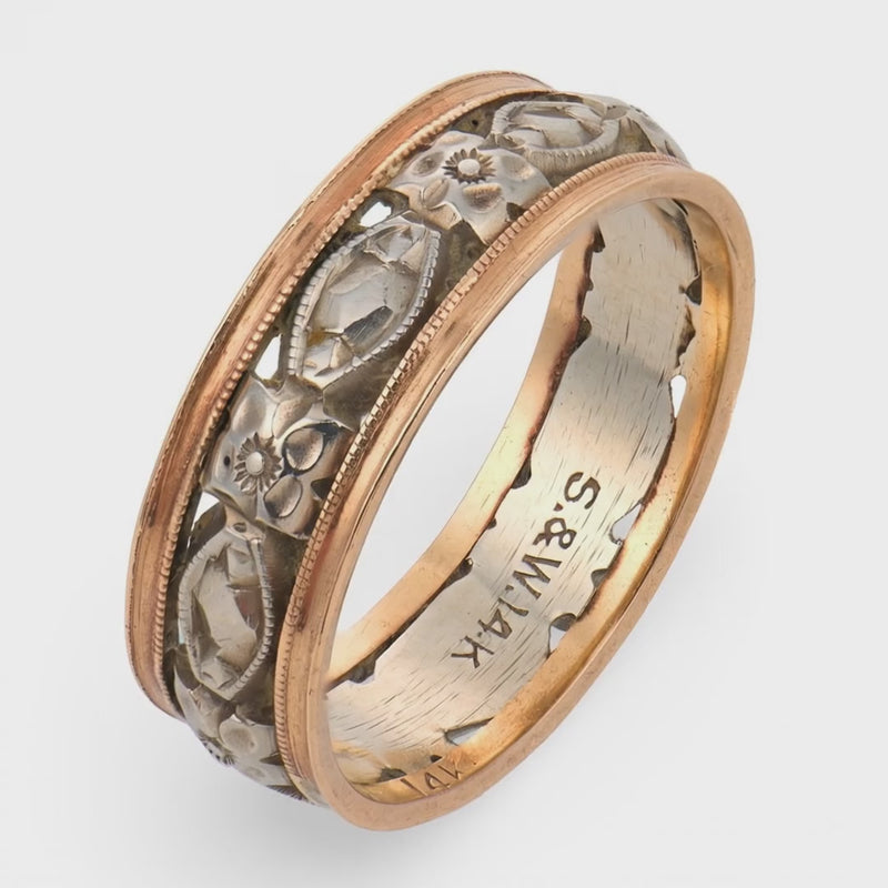 S&W Edwardian 14k Foliage & Floral-Motif Band