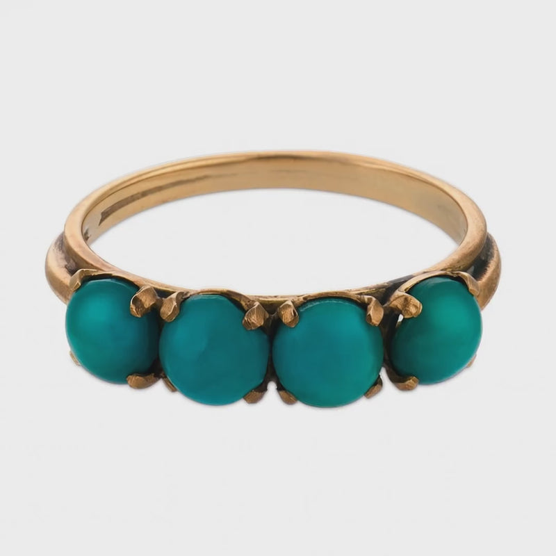 Art Deco 14k Turquoise Four Stone Ring