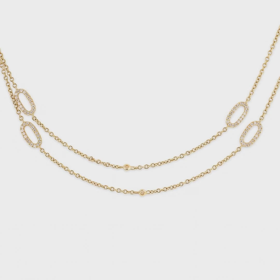 Estate 14k Diamond Link Necklace 36"