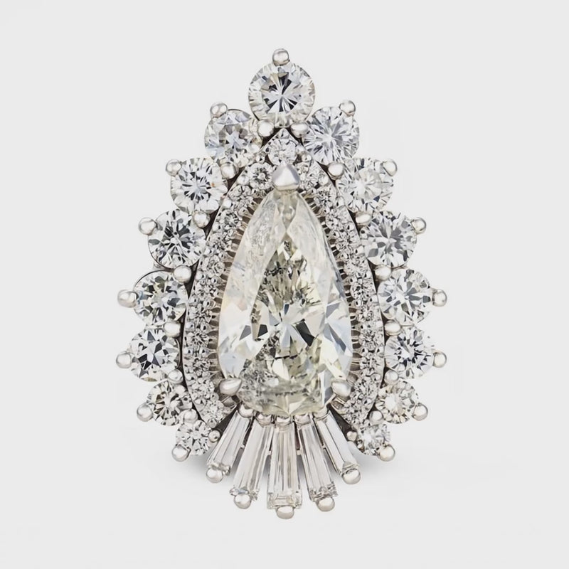 Vintage 18k Diamond Halo Ring 4.25ct