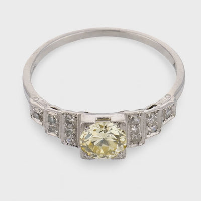 EMPIRE Art Deco Platinum Diamond Engagement Ring .65ct