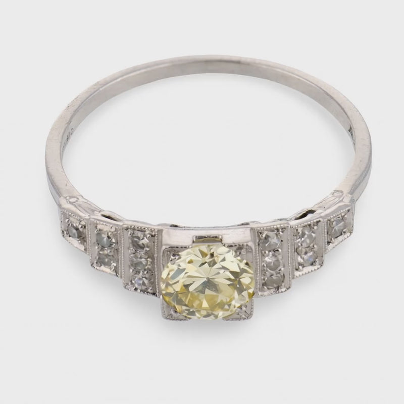 EMPIRE Art Deco Platinum Diamond Engagement Ring .65ct