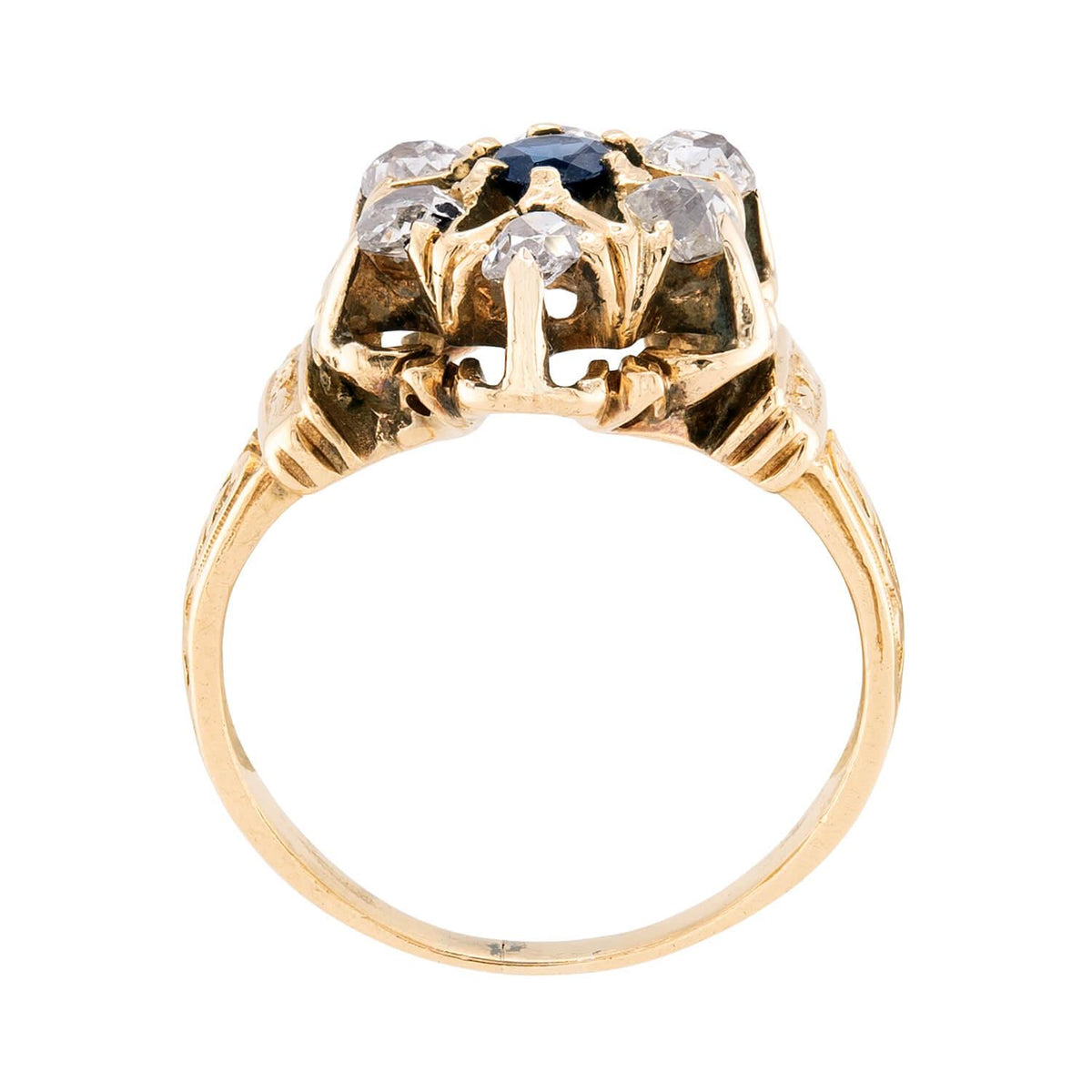 Victorian 14k Sapphire & Diamond Halo Ring