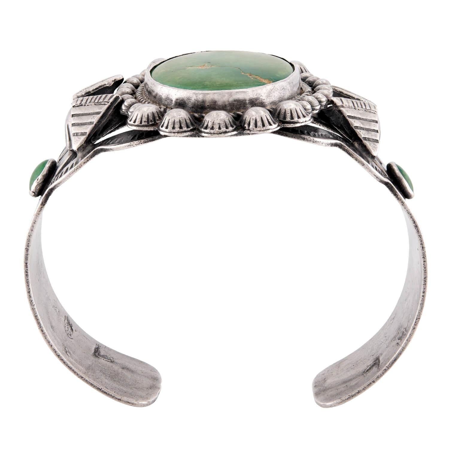 Vintage Native American Sterling Silver Turquoise Cuff