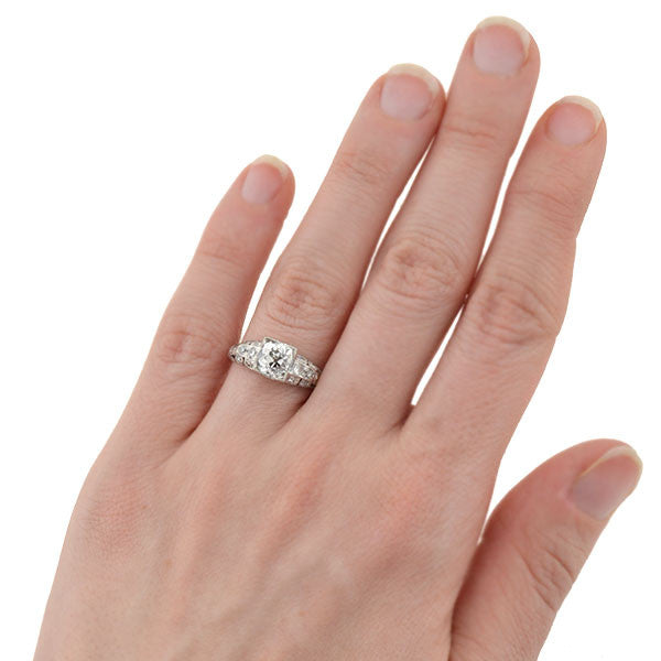 Art Deco Platinum Diamond Engagement Ring 1.23ct