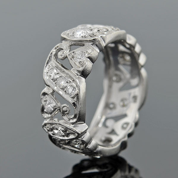 Late Art Deco Platinum Diamond Band Ring 1.35ctw