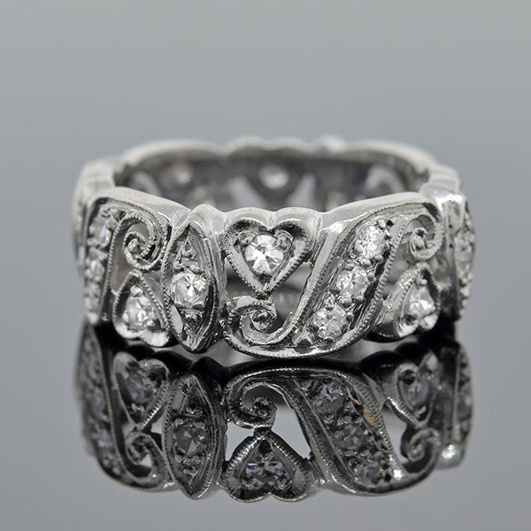 Late Art Deco Platinum Diamond Band Ring 1.35ctw