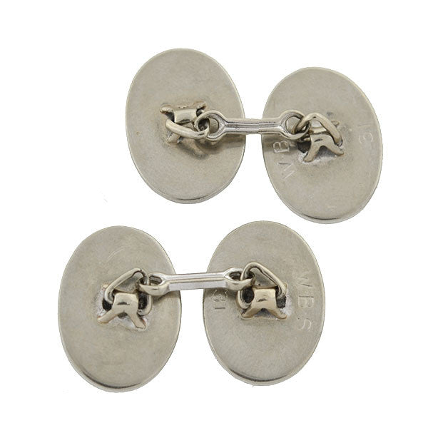 Late Art Deco 14kt Gold Diamond Cufflinks 1.00ctw