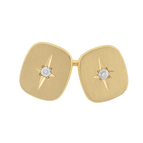 LARTER Late Victorian 14kt Diamond Starburst Cufflinks