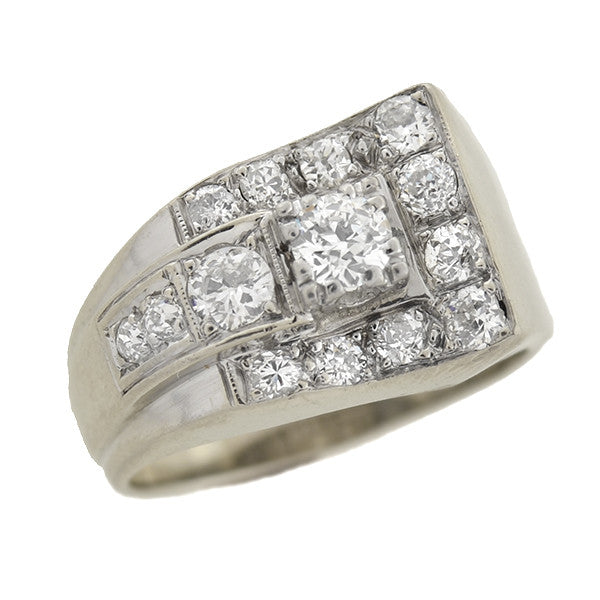 Retro 14kt Diamond "Wave" Ring 1.00ctw