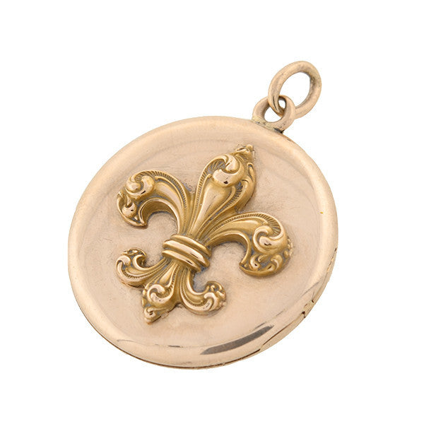 Late Victorian 14kt Gold Fleur de Lys Locket