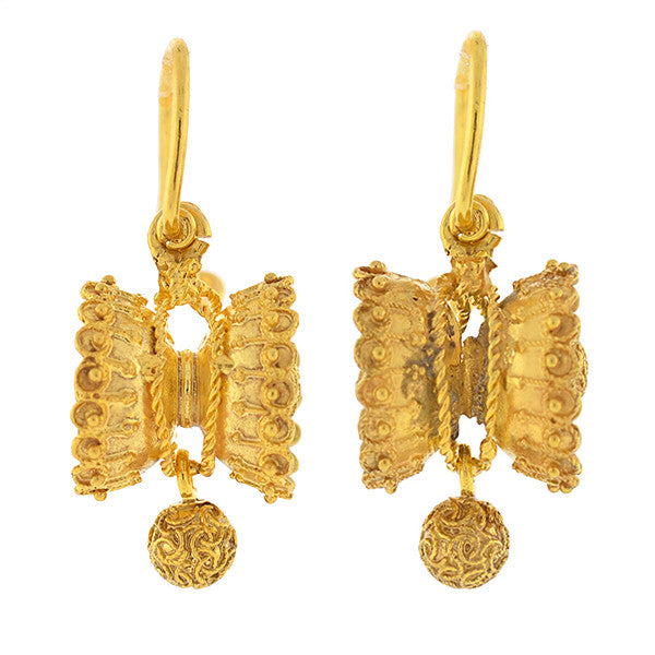 Victorian 15kt Yellow Gold Etruscan Earrings