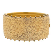 Victorian 15kt Gold Etched Hinged Bangle Bracelet