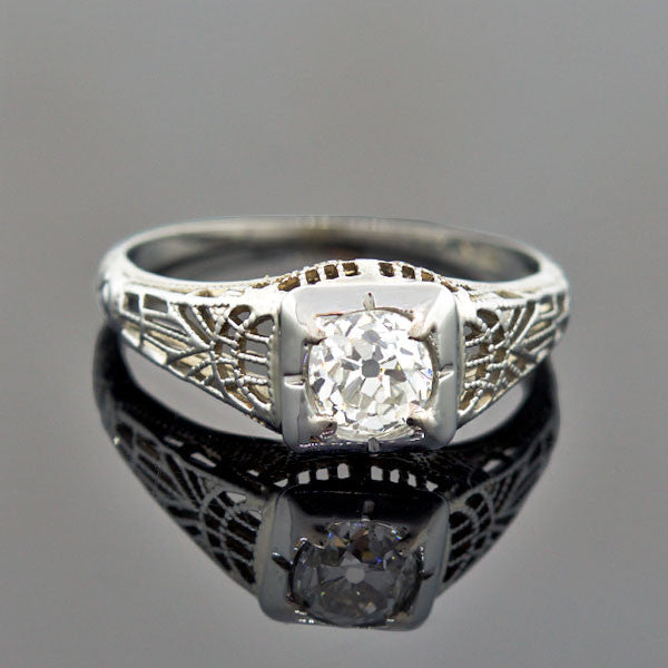 Art Deco 18kt Diamond Engagement Ring 0.54ct