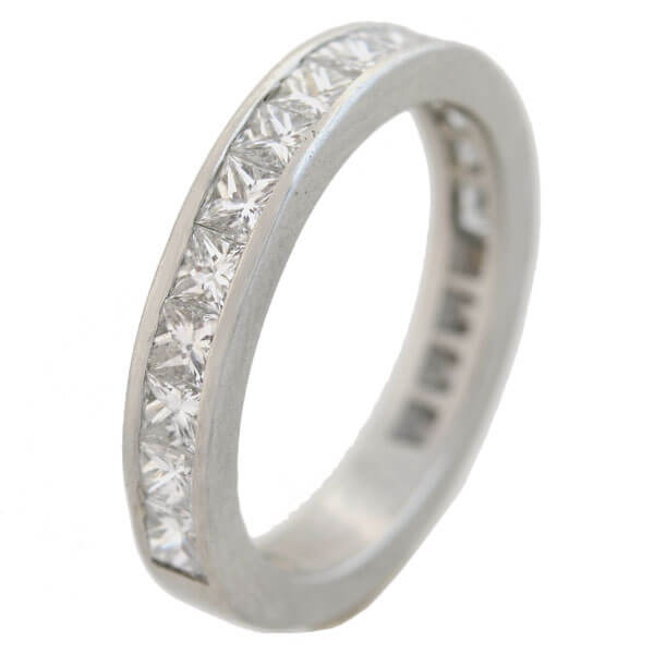 Estate Platinum Princess Cut Diamond Half Eternity Band 1.75ctw