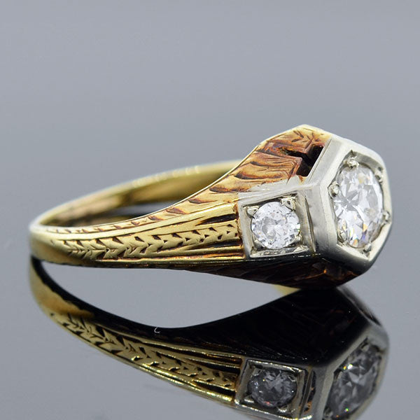 Edwardian Mixed Metals Diamond Engage Ring 0.50ctw