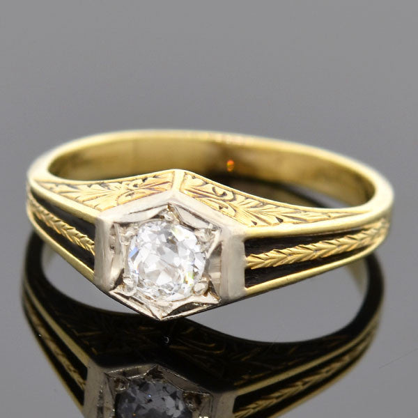 Edwardian 15kt Mixed Metals Diamond Engagement Ring 0.35ct