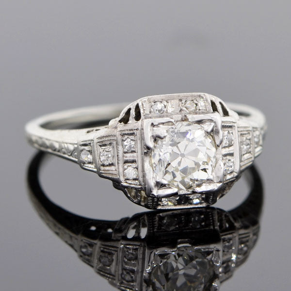 Art Deco 18kt Diamond Engagement Ring 0.80ct