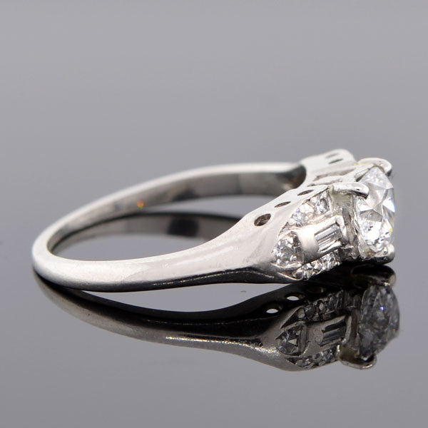 Retro Platinum & Heart Shaped Diamond Engagement Ring 0.50ct