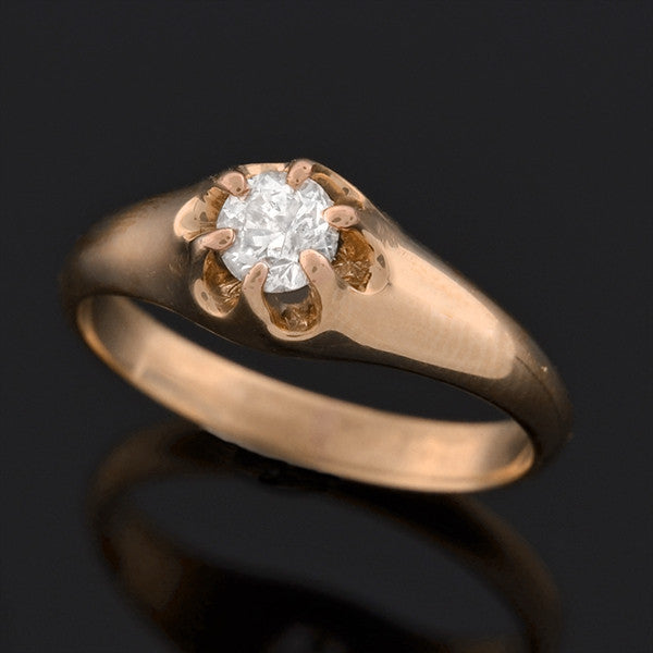 Victorian 14kt Diamond Solitaire Engagement Ring 0.49ct