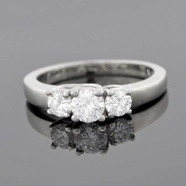 Estate Platinum 3-Stone Diamond Engagement Ring 0.73ctw