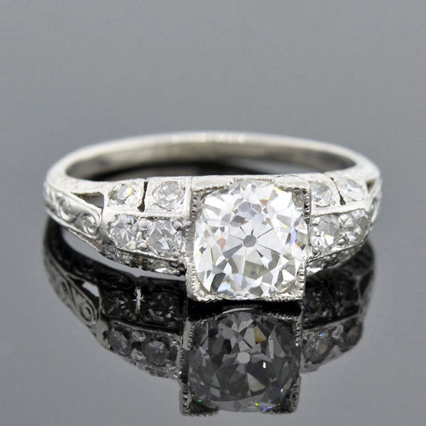 Art Deco Platinum Diamond Engagement Ring 1.23ct