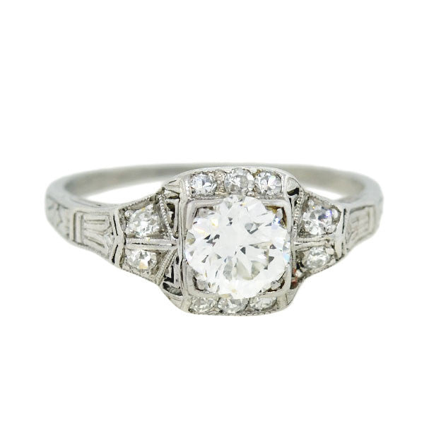 Art Deco Platinum Diamond Engagement Ring 0.59ct