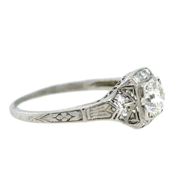 Art Deco Platinum Diamond Engagement Ring 0.59ct