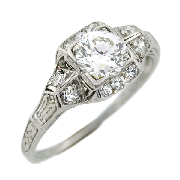 Art Deco Platinum Diamond Engagement Ring 0.59ct