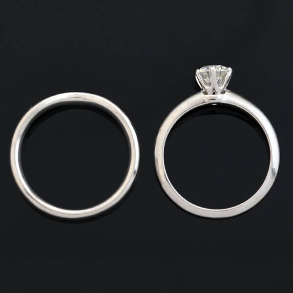 TIFFANY & Co. Estate Platinum Diamond Engagement Ring Set 0.73ct