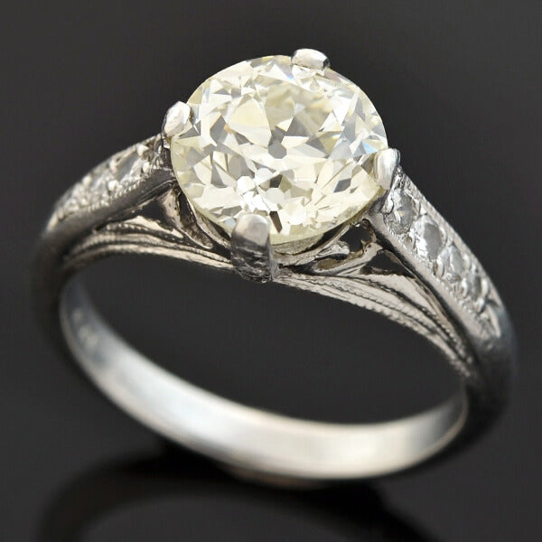 Art Deco Style Platinum Diamond Engagement Ring 1.85ct