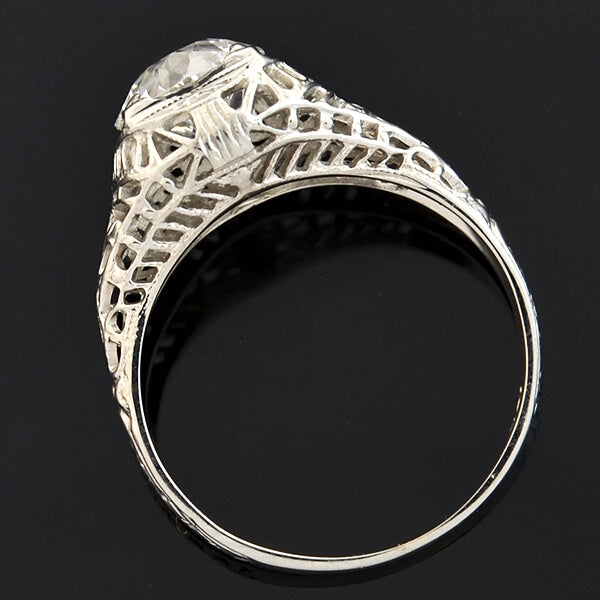 Art Deco 18kt Diamond Filigree Engagement Ring 1.59ct