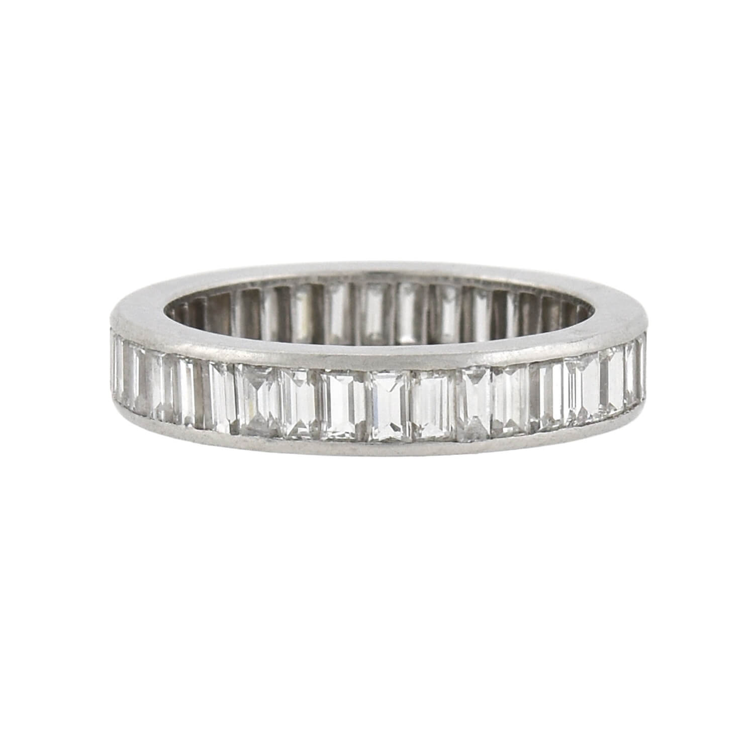 Retro Platinum Baguette Cut Diamond Eternity Band with French Hallmark 2.35ctw