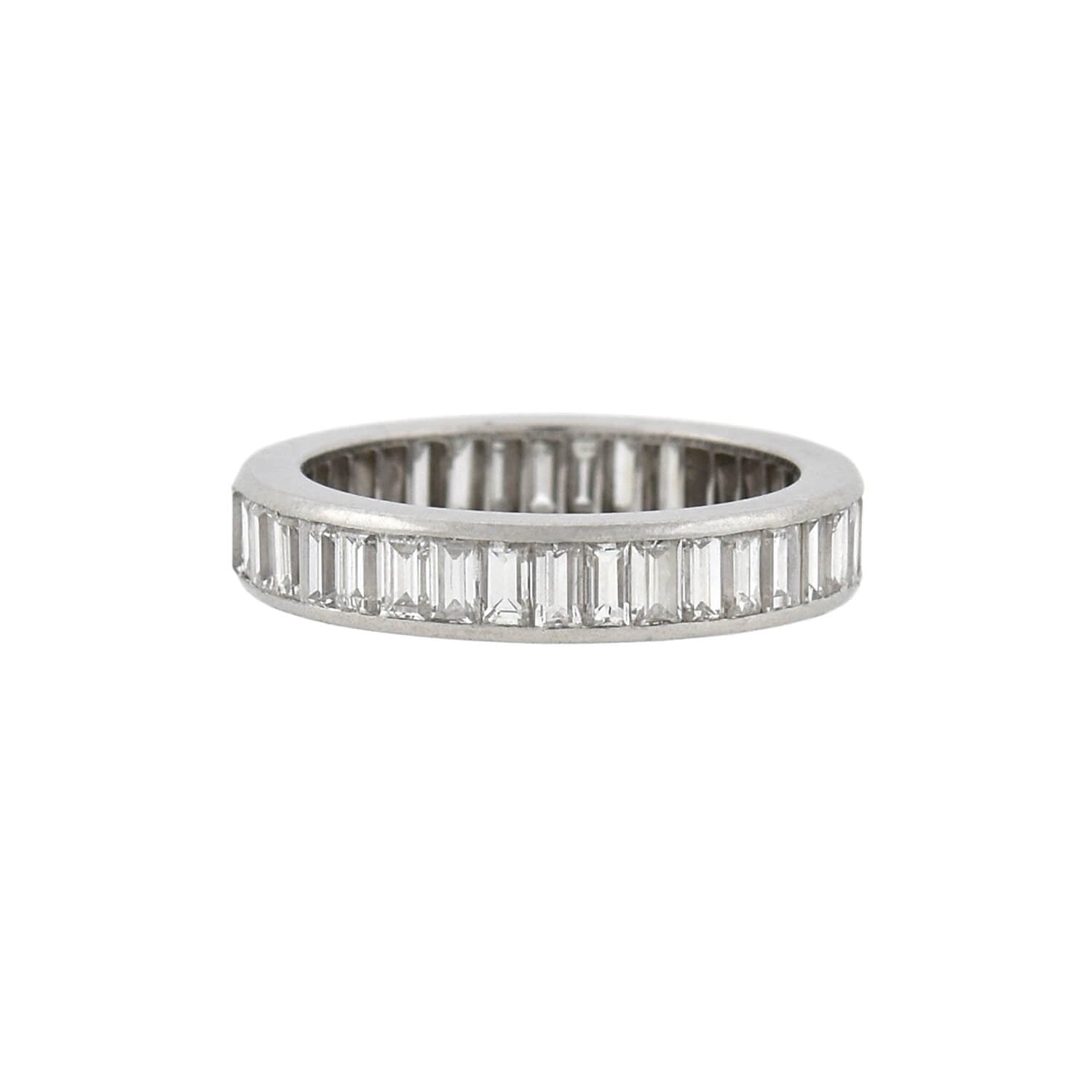 Retro Platinum Baguette Cut Diamond Eternity Band with French Hallmark 2.35ctw