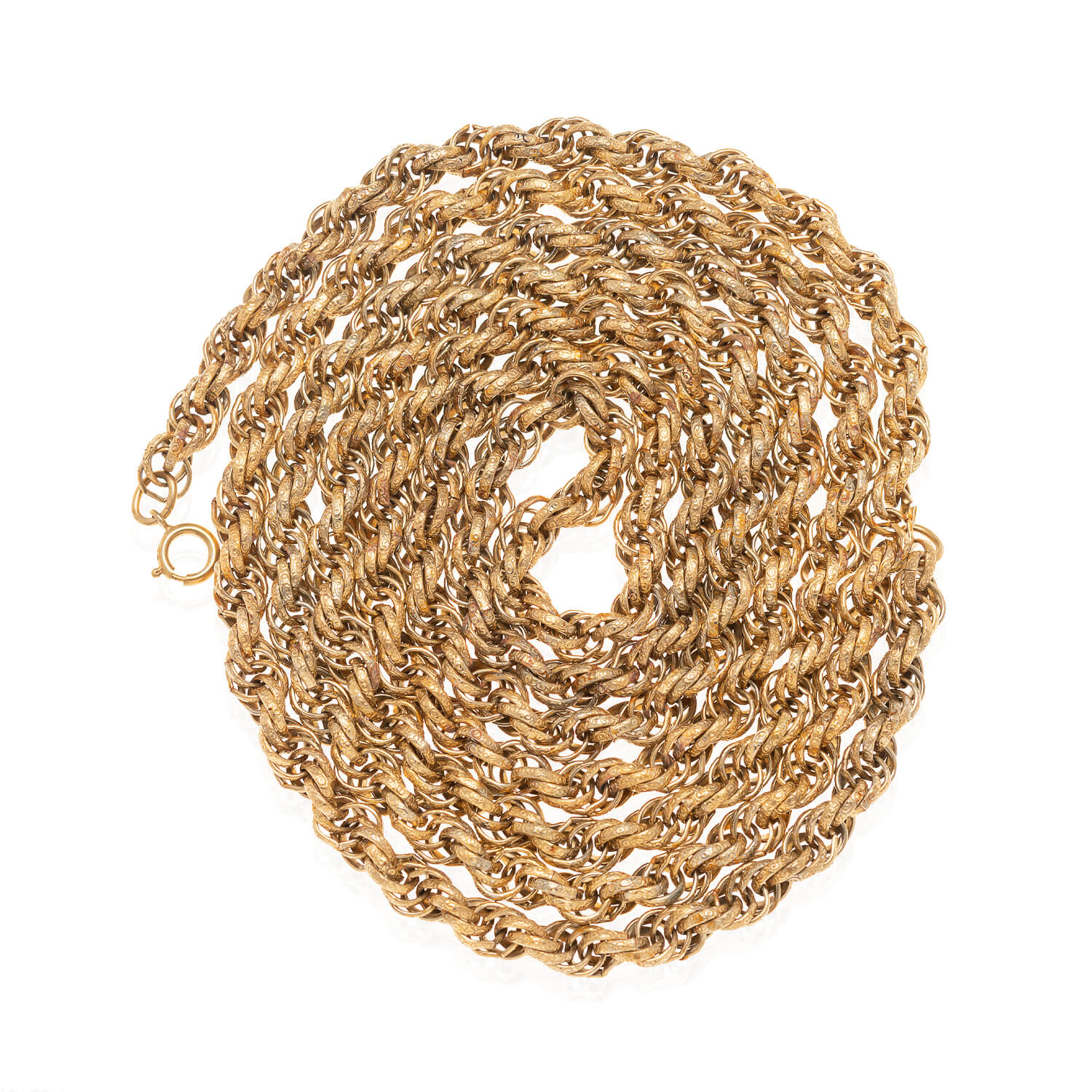 Victorian Style Long Gold-Plated Twisted Rope Chain Necklace 60"