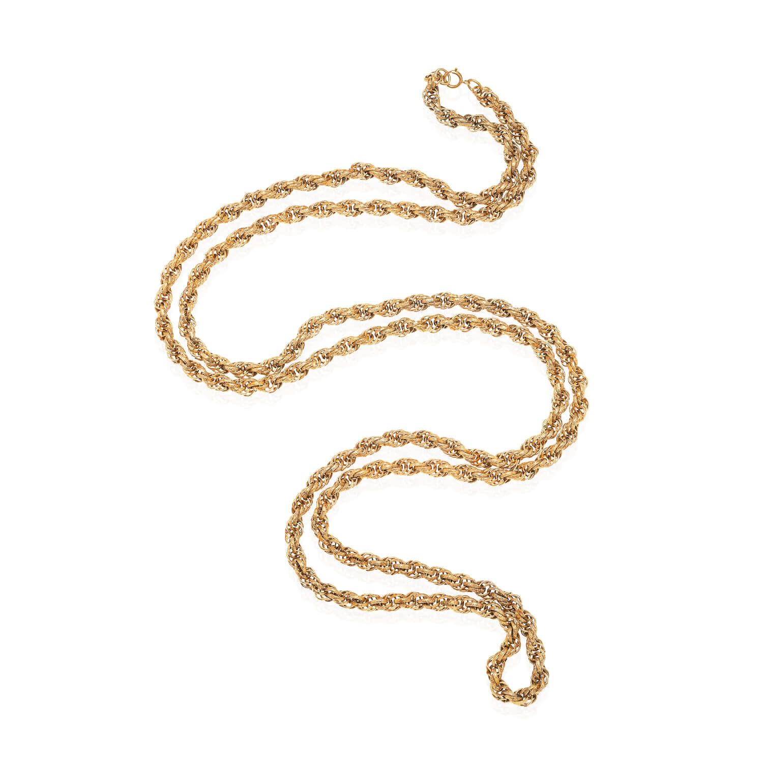 Victorian Style Long Gold-Plated Twisted Rope Chain Necklace 60"