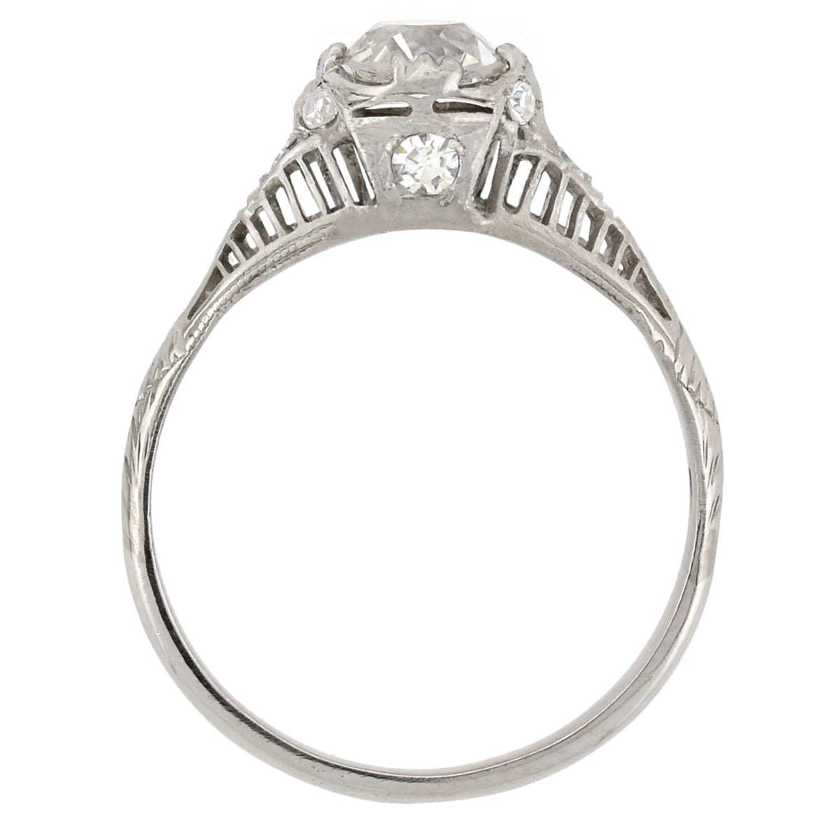 Art Deco Platinum Diamond Engagement Ring 0.82ct