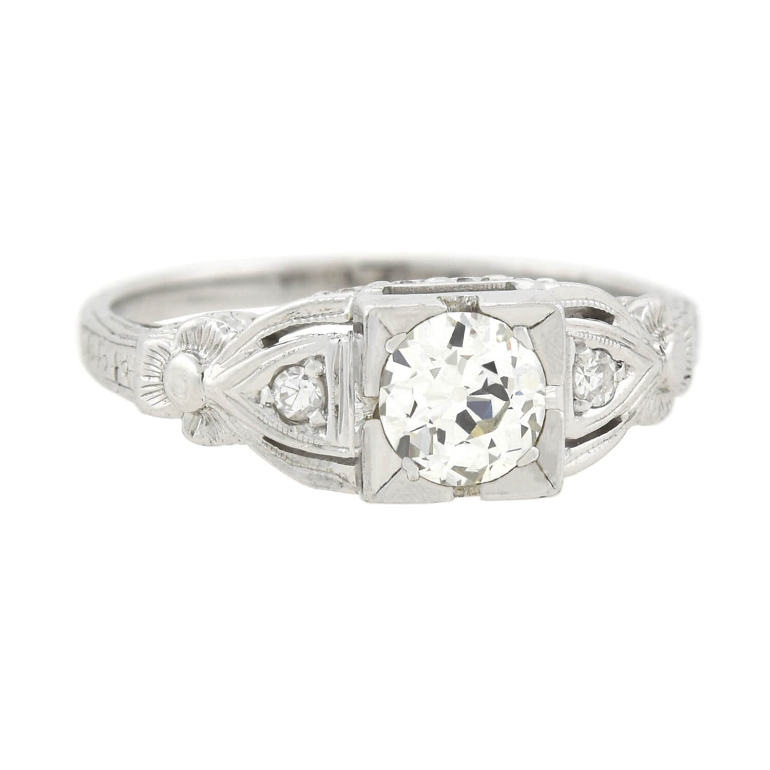 Art Deco 14kt Diamond Engagement Ring 0.75ct