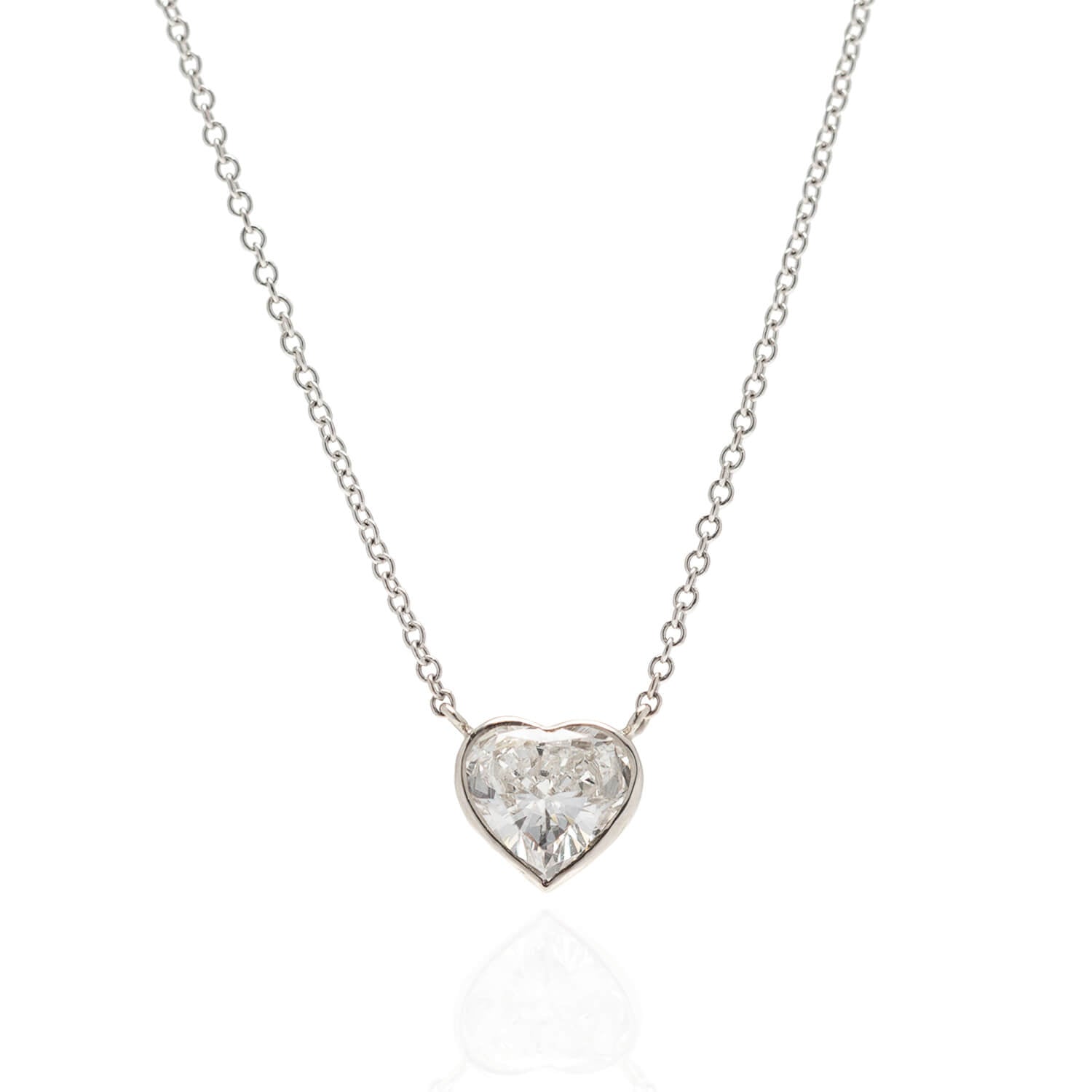 Estate 14kt Gold Heart-Shaped Diamond Pendant Necklace 1.05ctw