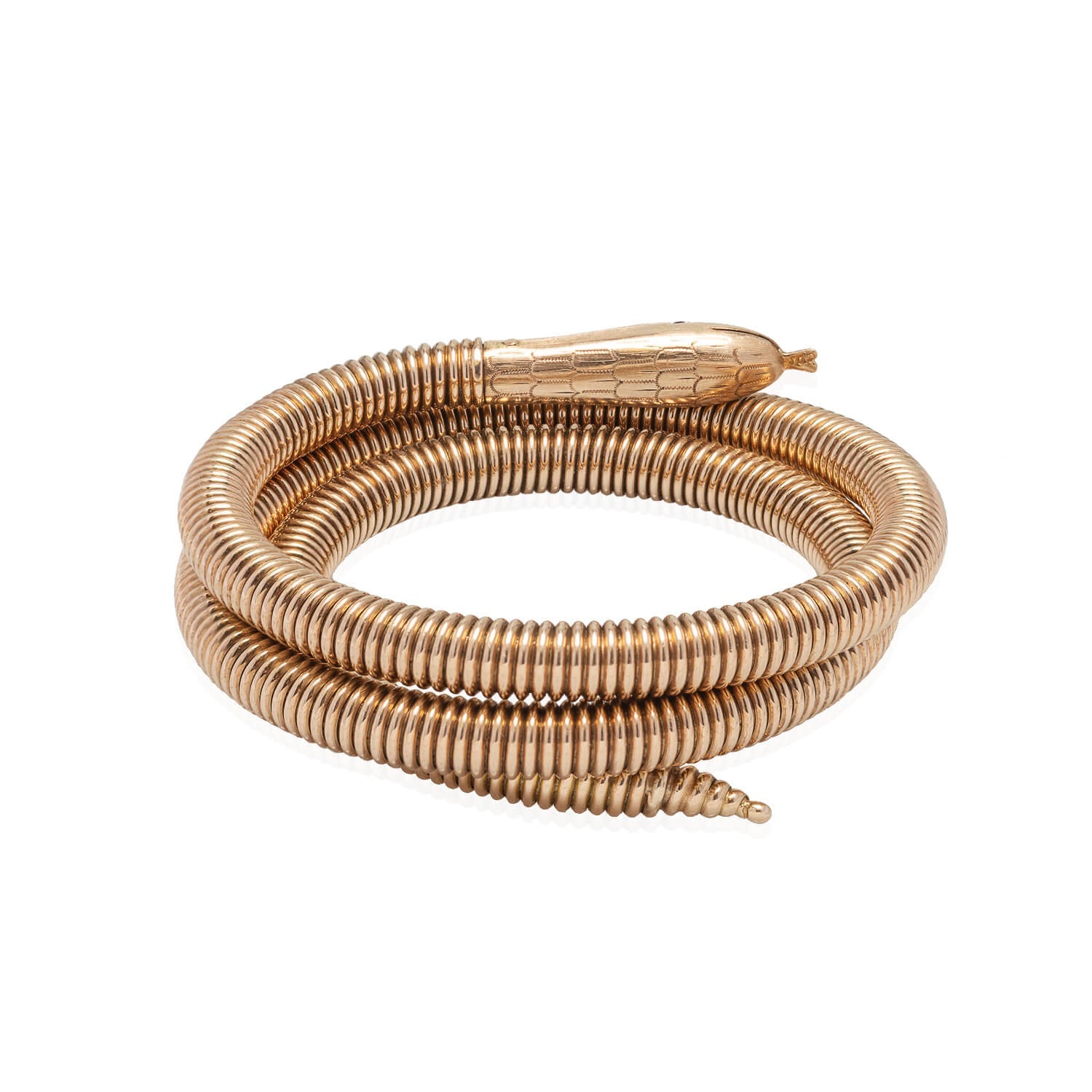 Retro 14kt + Ruby Snake Wrap Bracelet