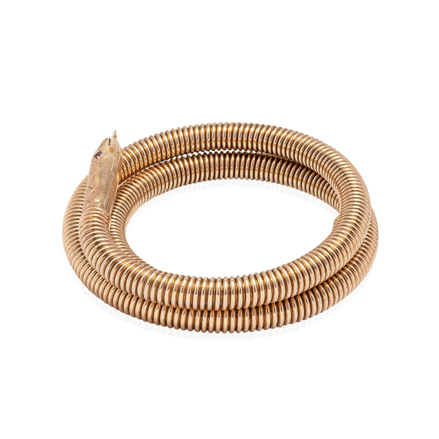 Retro 14kt + Ruby Snake Wrap Bracelet