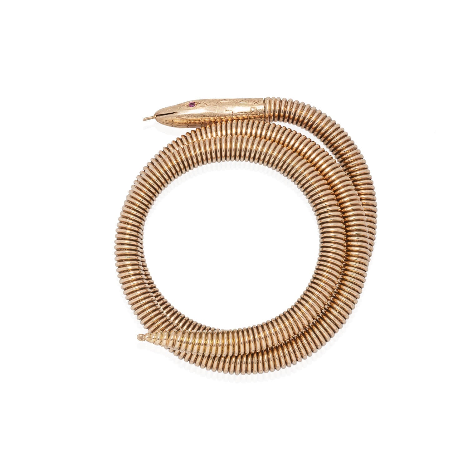 Retro 14kt + Ruby Snake Wrap Bracelet