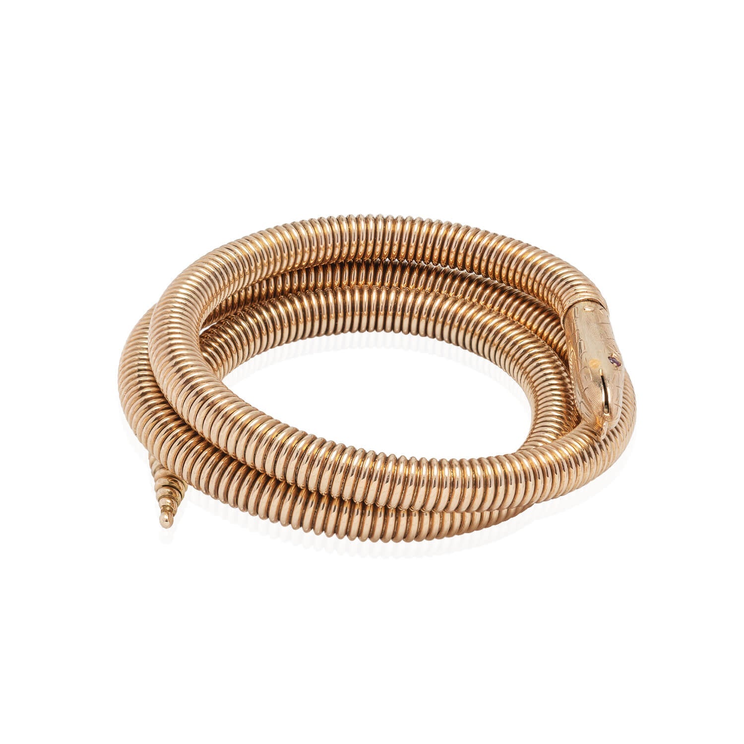 Retro 14kt + Ruby Snake Wrap Bracelet