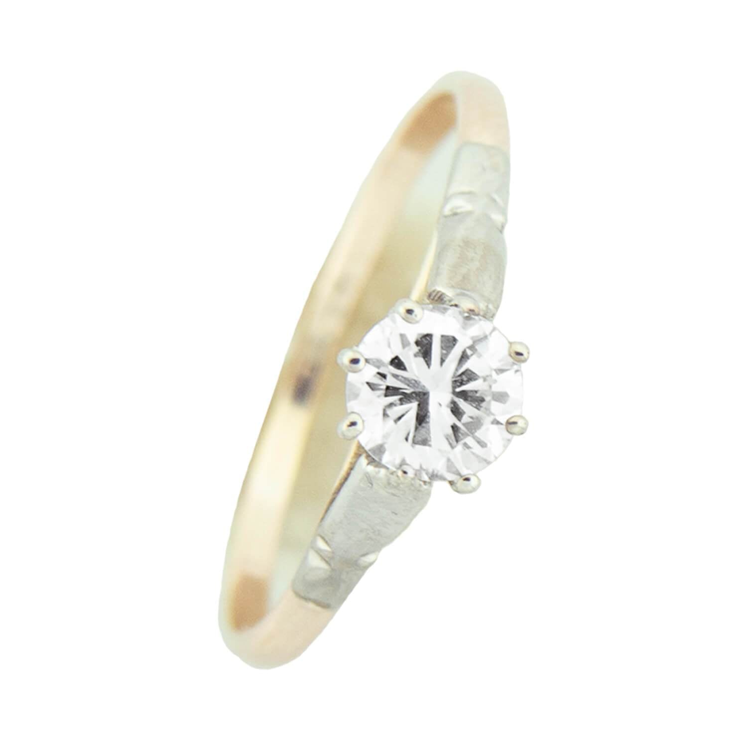 Art Deco 9kt Mixed Metals Diamond Engagement Ring 0.55ct