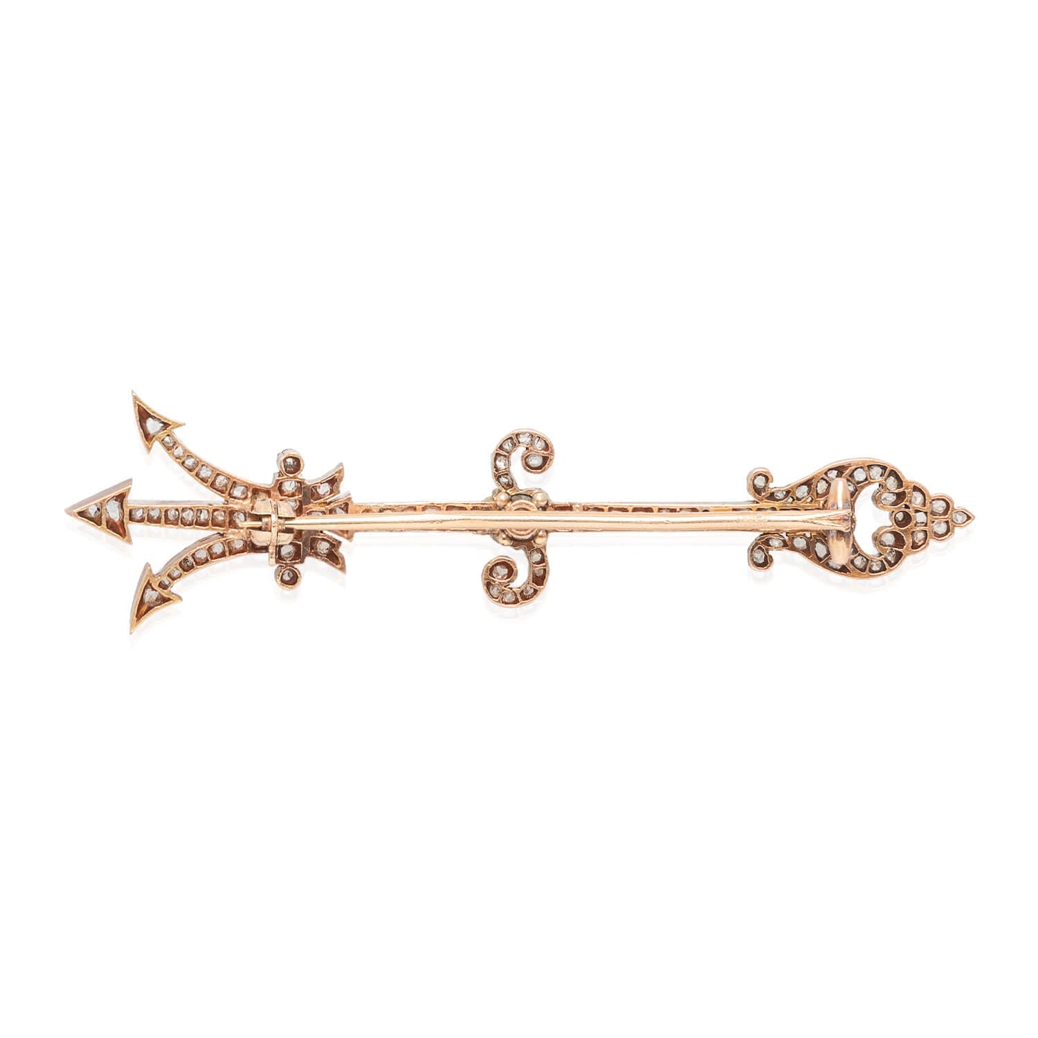 Victorian 18kt Diamond Trident Pin 1.30ctw